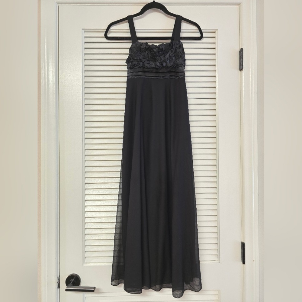 Ruby Rox - Girl's Black Ruffle Formal Evening Dress W Back Tie Bow & Lining